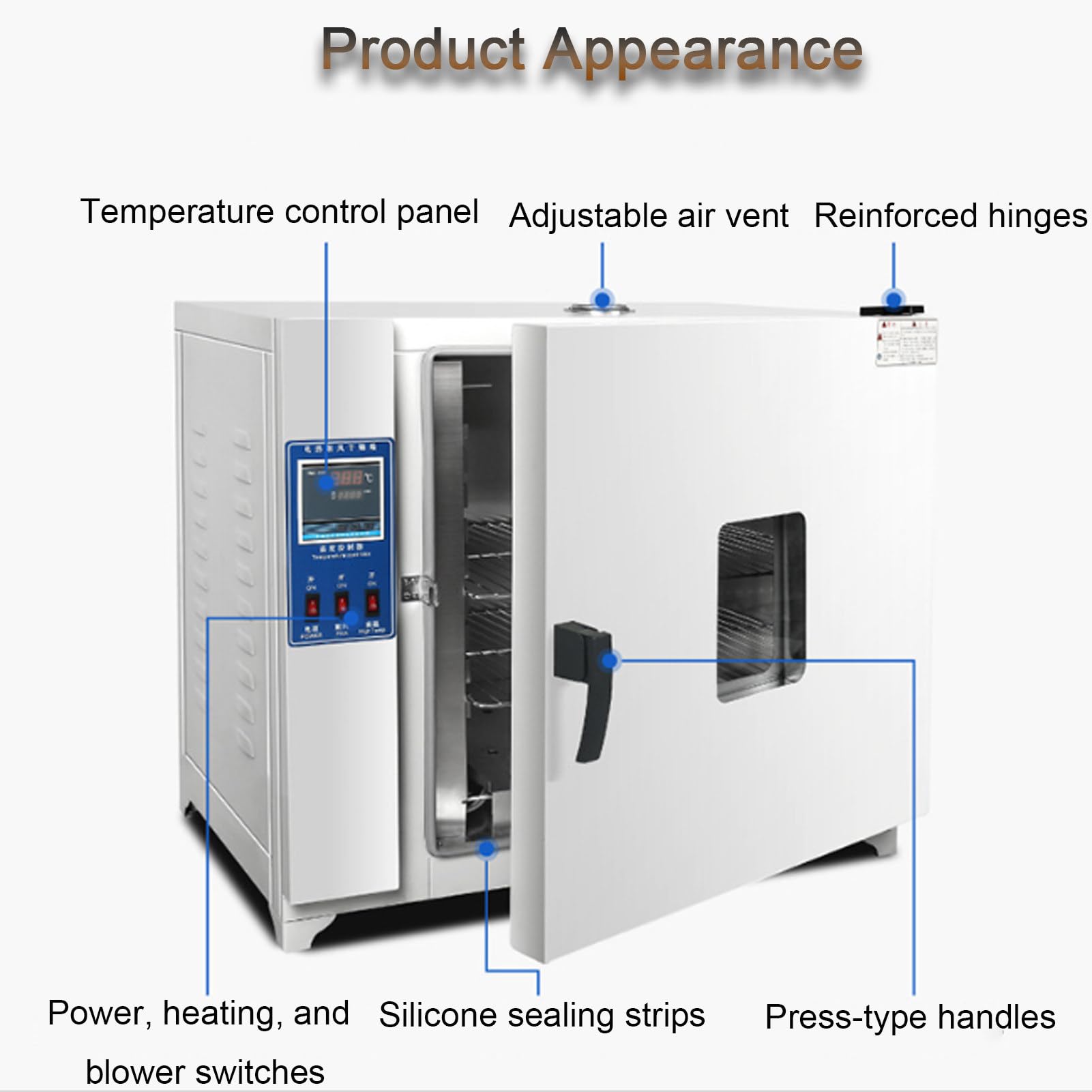 Trockenofen Laborofen, Schnelltrockenofen mit konstanter Temperatur für Labor/Industrie, 50~300℃, Labortrockenofen mit Umluft,16L