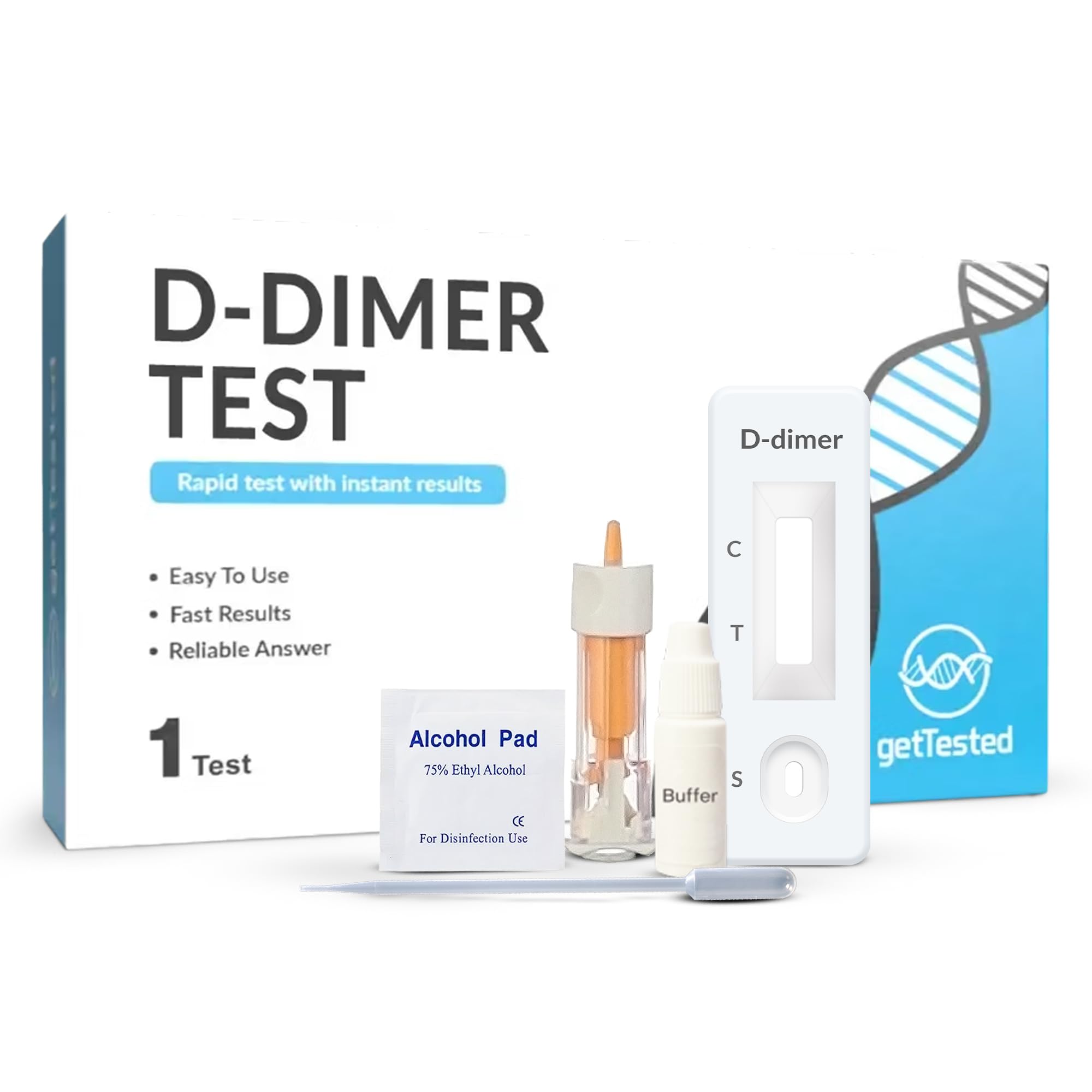 GetTested at Home Dダイマーテスト (1テスト) 血栓症関連疾患、特に血栓症の重要なマーカー、ホワイト