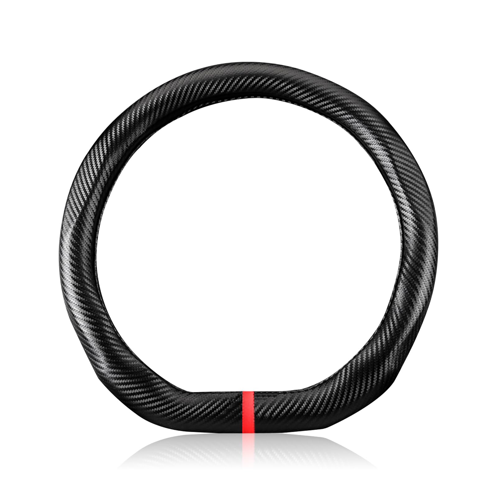 Ergocar Forme de D Matériau en Fibre de Carbone Couvre Volant Antidérapant Respirant Durable Universel Couvre Volant Voiture pour Diamètre 38cm(15 ") en Forme de D-Ondulation Noire