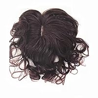 Vista 8 de Anemone Toppers humanos rizados y ondulados con clip con flequillo lateral, flecos, para mujeres, pelucas para pérdida de cabello suave, cubierta