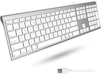 Vista 8 de Macally Teclado de computadora con cable USB ultra delgado, compatible con teclado Apple o Windows, tamaño completo con 20 teclas de teclado Mac