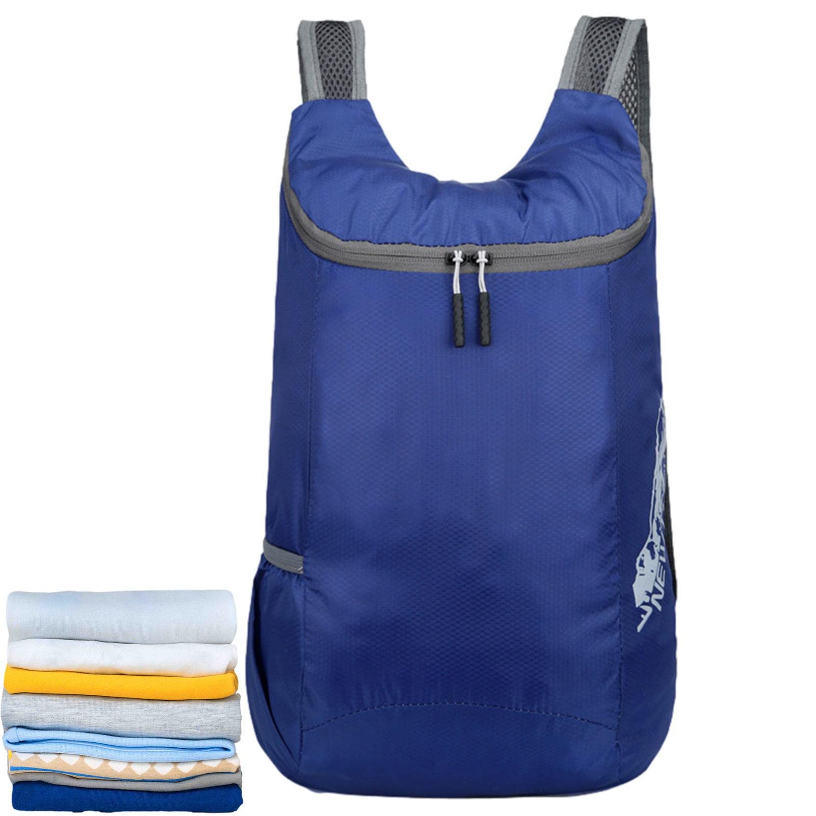Zorq Unisex Navy Blue Packable Backpack - Waterproof Collapsible Backpack,Collapsible Backpack, Lightweight Packable Backpack For Gym, Hiking, Outdoor Activities And Camping