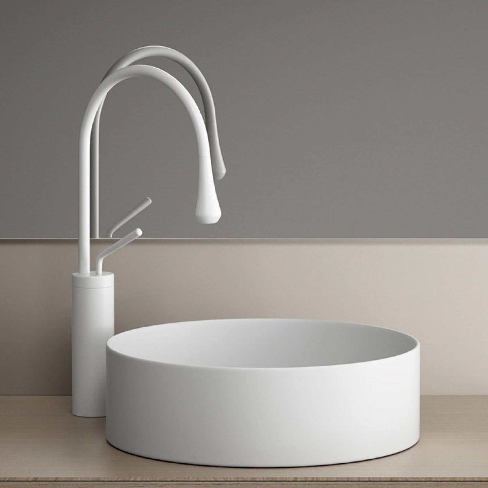 Grifo Alto Lavabo Grifo Baño De 46 CM Moderno Blanco