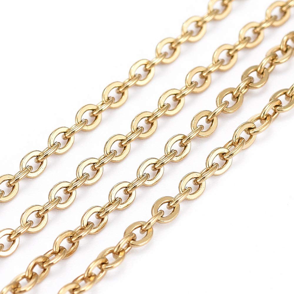 Clotiry 32.8 Feet Stainless Steel Flat Oval Twisted Chains 10 M Golden Cable Chains with Spool for DIY Jewellery Making Necklace Bracelet Crafts - Image 3