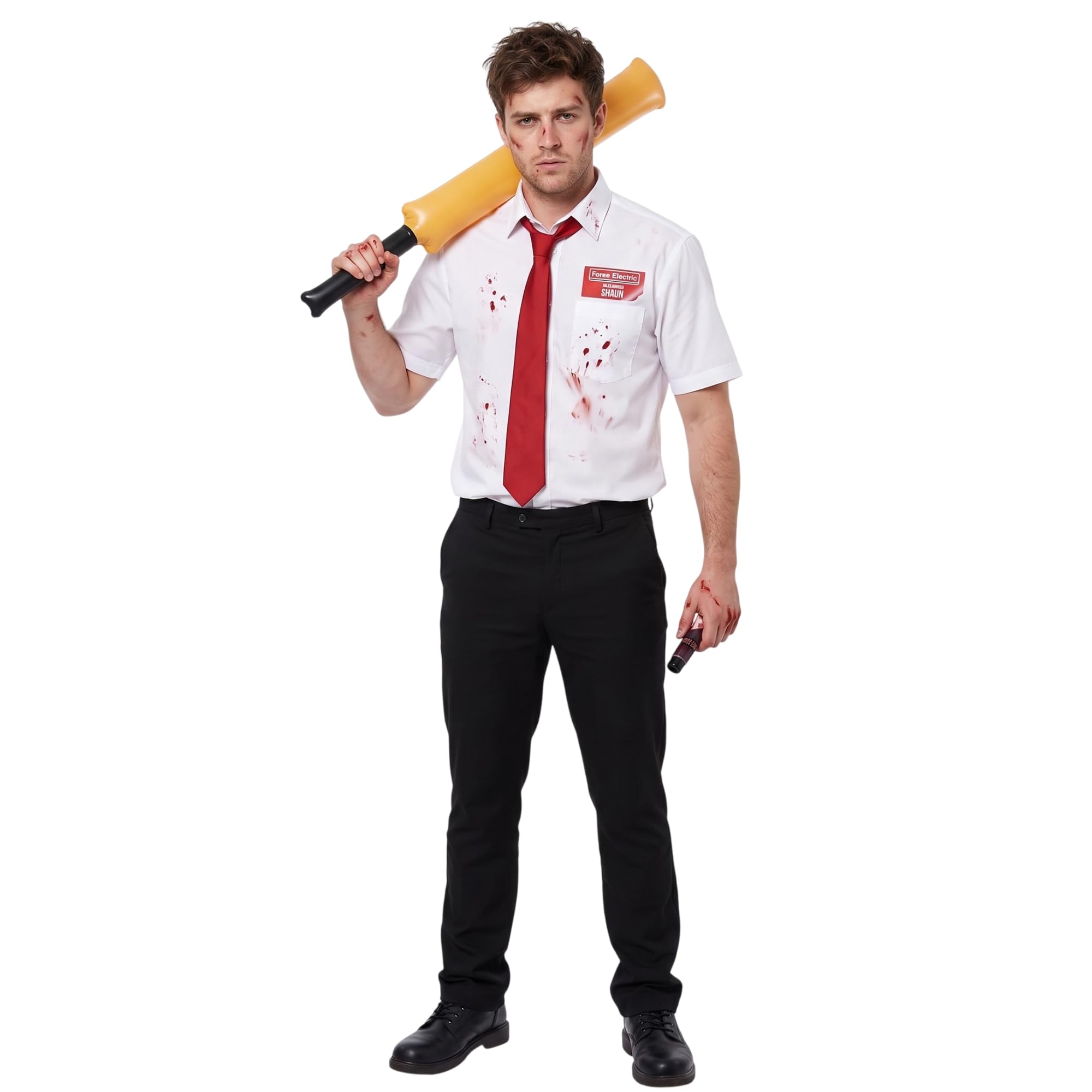 Zombie Survivor Halloween Costume Kit Adults 4 Piece Cricket Bat Tie Blood