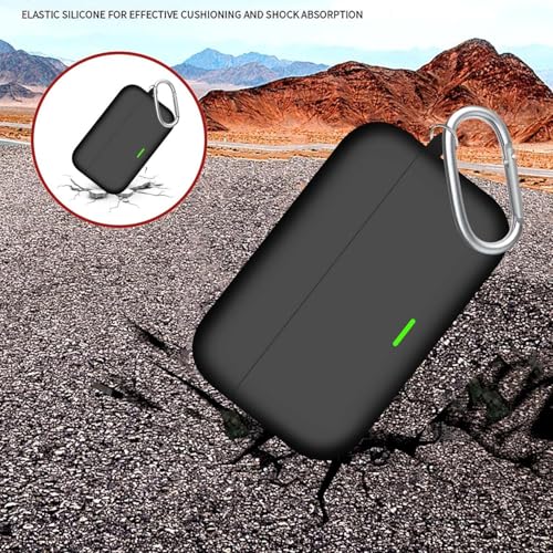 Image of Aniex Silicone Case Cover for realme Buds T500 Pro, Shockproof, Anti-Slip, Dustproof, Scratch Resistant, with Carabiner Hook, Full Body Protection (New Black)