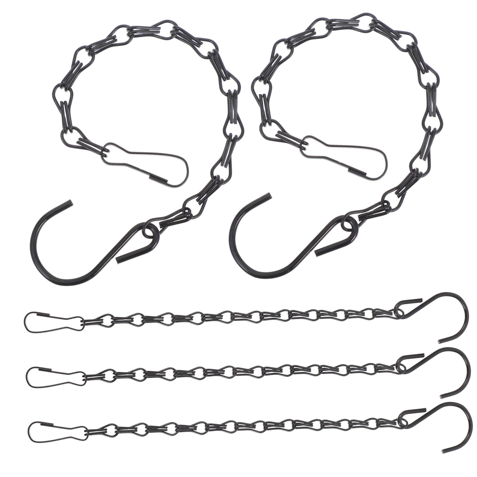 HEMOTON 5Pcs Hanging Chains with Hooks Durable Iron Chain for Bird Feeders Planters Lanterns Wind Chimes and Signs Black Decorative Hanging