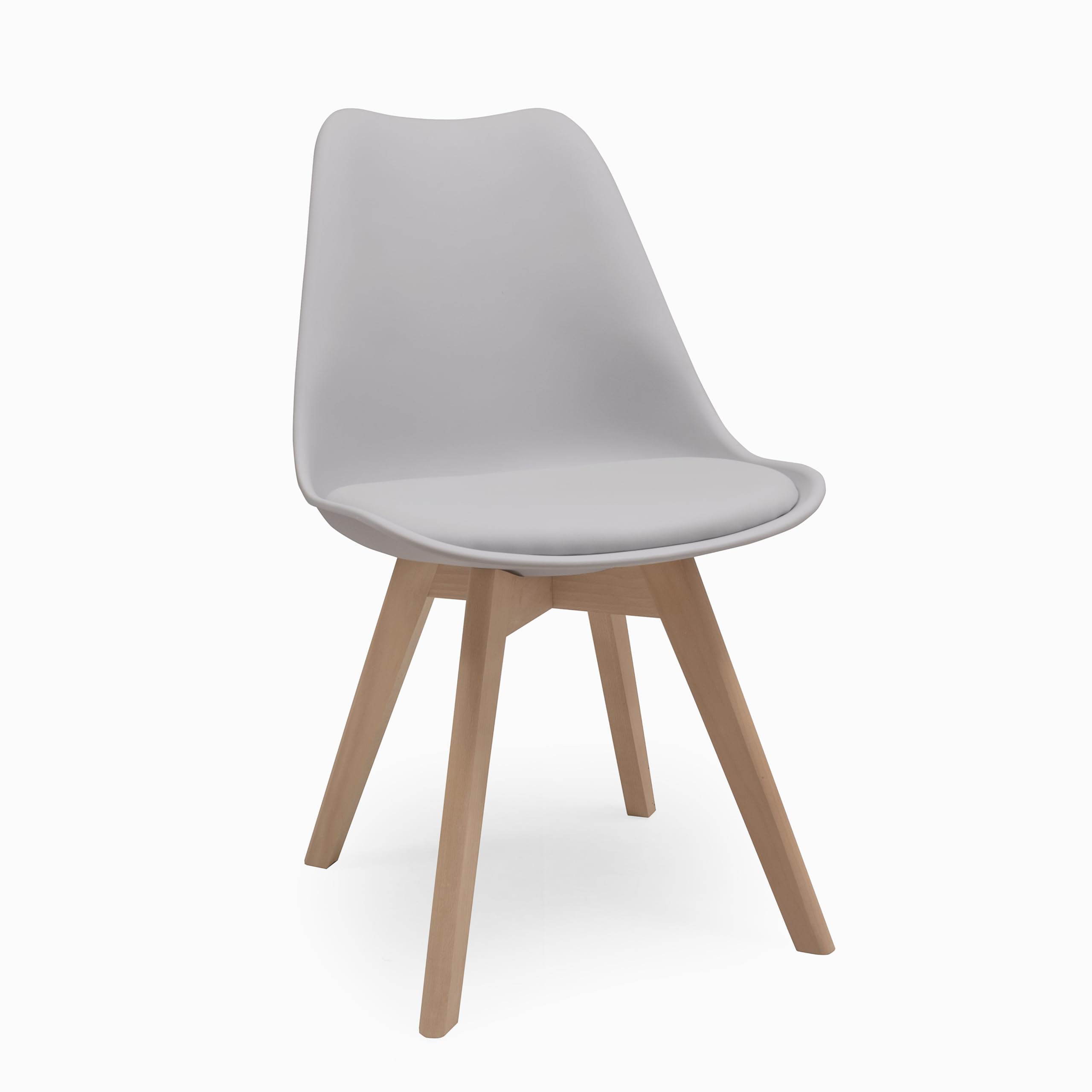 musashino LABEL Homely - Conjunto de Comedor Tower Day 120 con Mesa lacada Blanca de 120x80 cm y 4 sillas Day (Gris Claro)