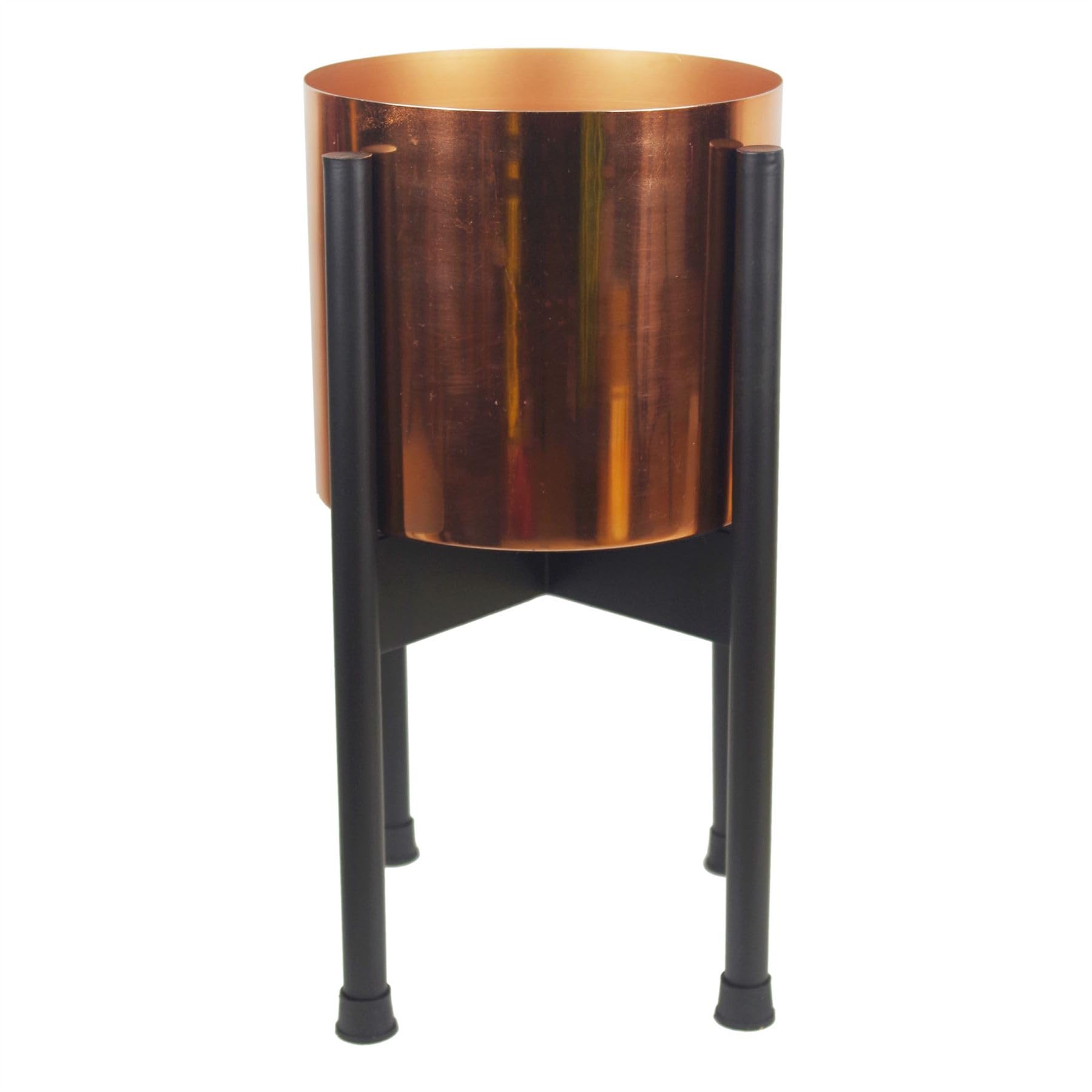 Leaf Black Metal Planter Stand and Copper Planter Set - Extra Medium