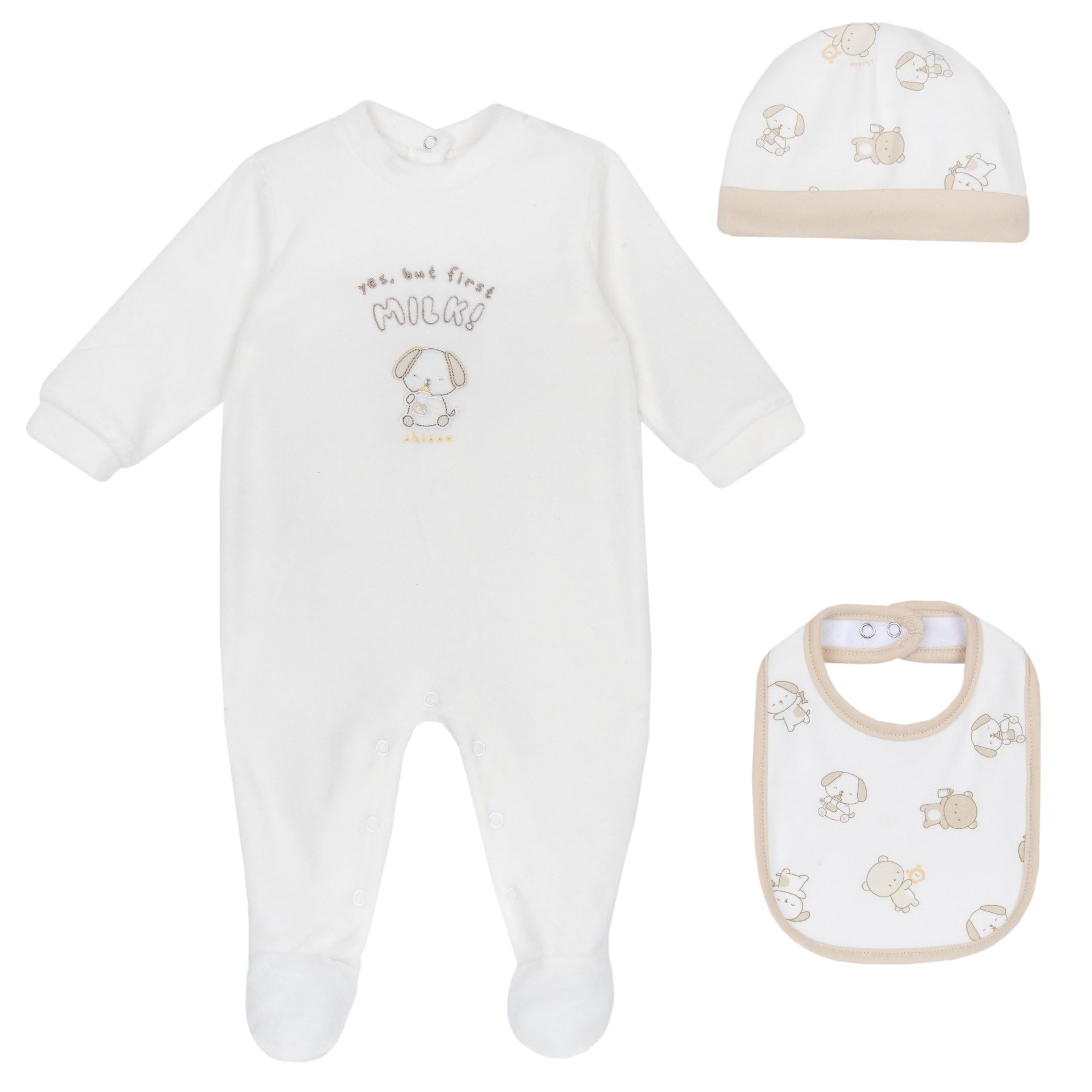 Chicco, Set Regalo Neonato e Neonata, con Tutina, Cappellino e Bavaglino, Idea Regalo Nascita, Designed in Italy