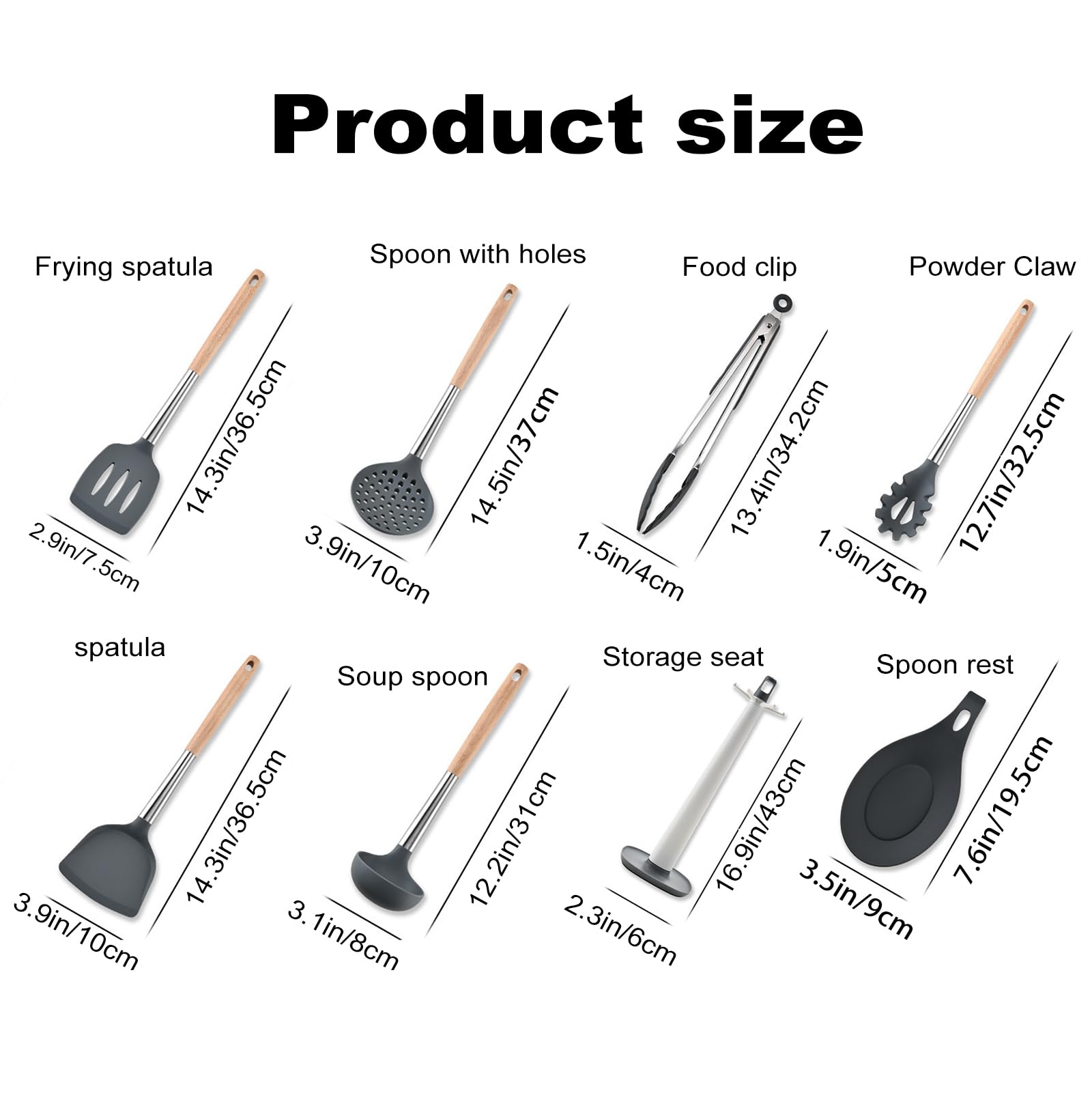 8 Stück Küchenhelfer Set, Silikon Küchenutensilien Set, Antihaft Hitzebeständiger Holzgriff Kochbesteck Mit Utensilienhalter, Silikonspatel Kochgeschirr Set, Spülmaschinengeeignet