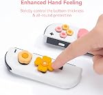 GeekShare Cross D-Pad Button Caps Thumb Grips Set,Silicone ABXY Key Buttons Sticker Compatible with Switch/OLED Joy Con (Pink & Yellow)
