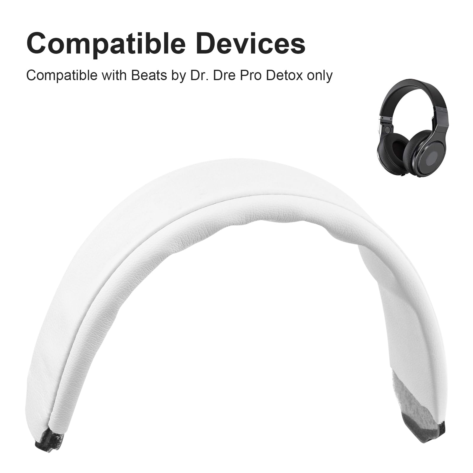 Alitutumao Soft Protein Leather Headband Cushion Pads Compatible with Monster Beats by Dr.Dre PRO Detox Wireless Headset Headphones (White) 3