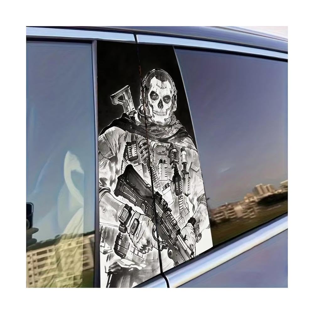 Body Parts 2 PCS Car Door Pillar Decoration Sticker Skull Special Forces Soldier Glossy Material Protective Film