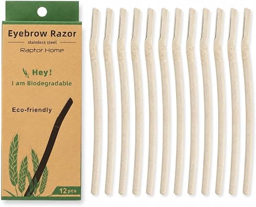 Dermaplaning Tool for Face 12 Pack - Removes Peach Fuzz & Exfoliates Skin | Dermaplane Razor | Face Razor for Women | Eyebrow Razor | Wheatstraw Handle, Swedish Steel Blade