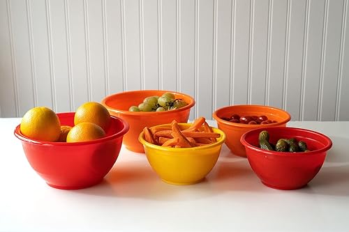 Miniatura 6 de Stephanie Imports Juego de 6 cuencos de plástico hechos en Estados Unidos con tapas transparentes (sin BPA y aptos para lavavajillas), naranja, rojo