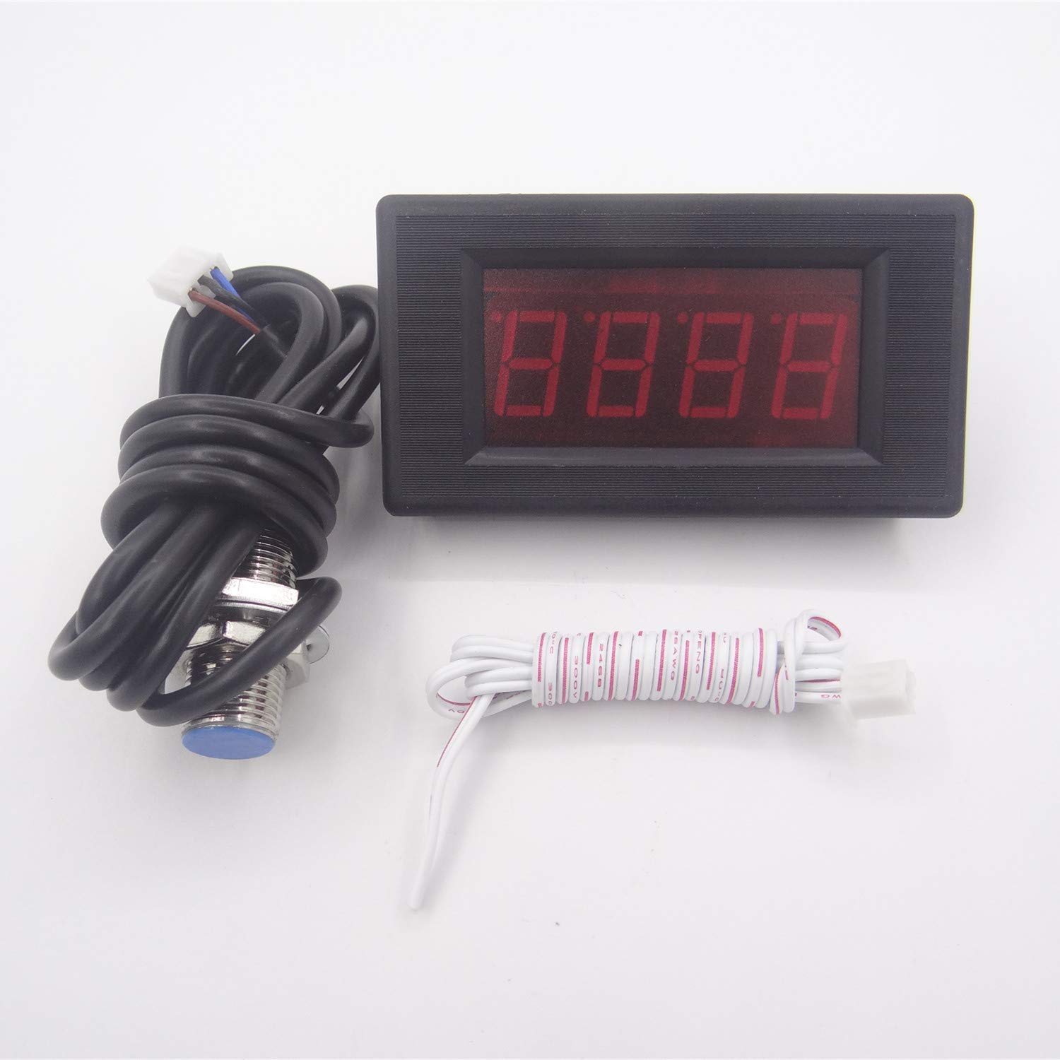 HUOPU 4 -Digital Red LED Tachometer RPM Speed Meter Tester + Hall Sensor Switch NPN-image-35