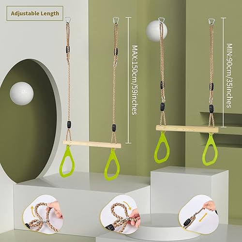 Miniatura 2 de Gardtech Barra de columpio Ninja Trapeze para patio trasero, juego de carreras de obstáculos para Warrior Slack Line Jungle Gym Play Swing Set