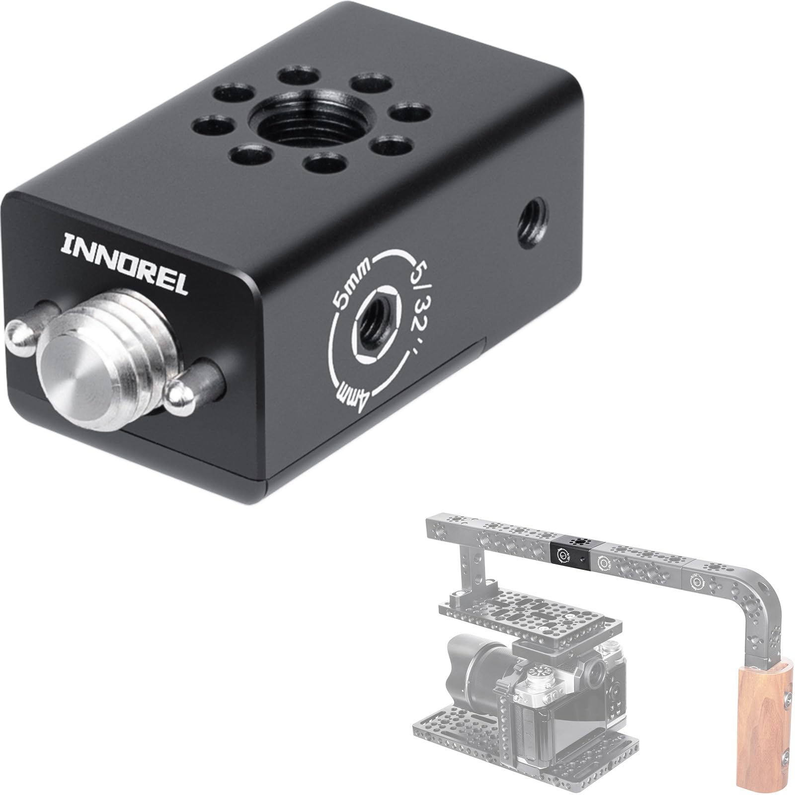 INNOREL CB1 Maniglia multifunzione in lega di alluminio CNC per videocamera,con fori di posizionamento Arri da 3/8" per telai di gabbie per videocamere, attrezzature video fai da te