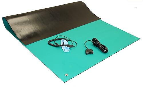 ESD Mat Kit - Tapete de mesa antiestático - Tapete de soldadura resistente al calor - con una correa para la muñeca y conexión a tierra de doble