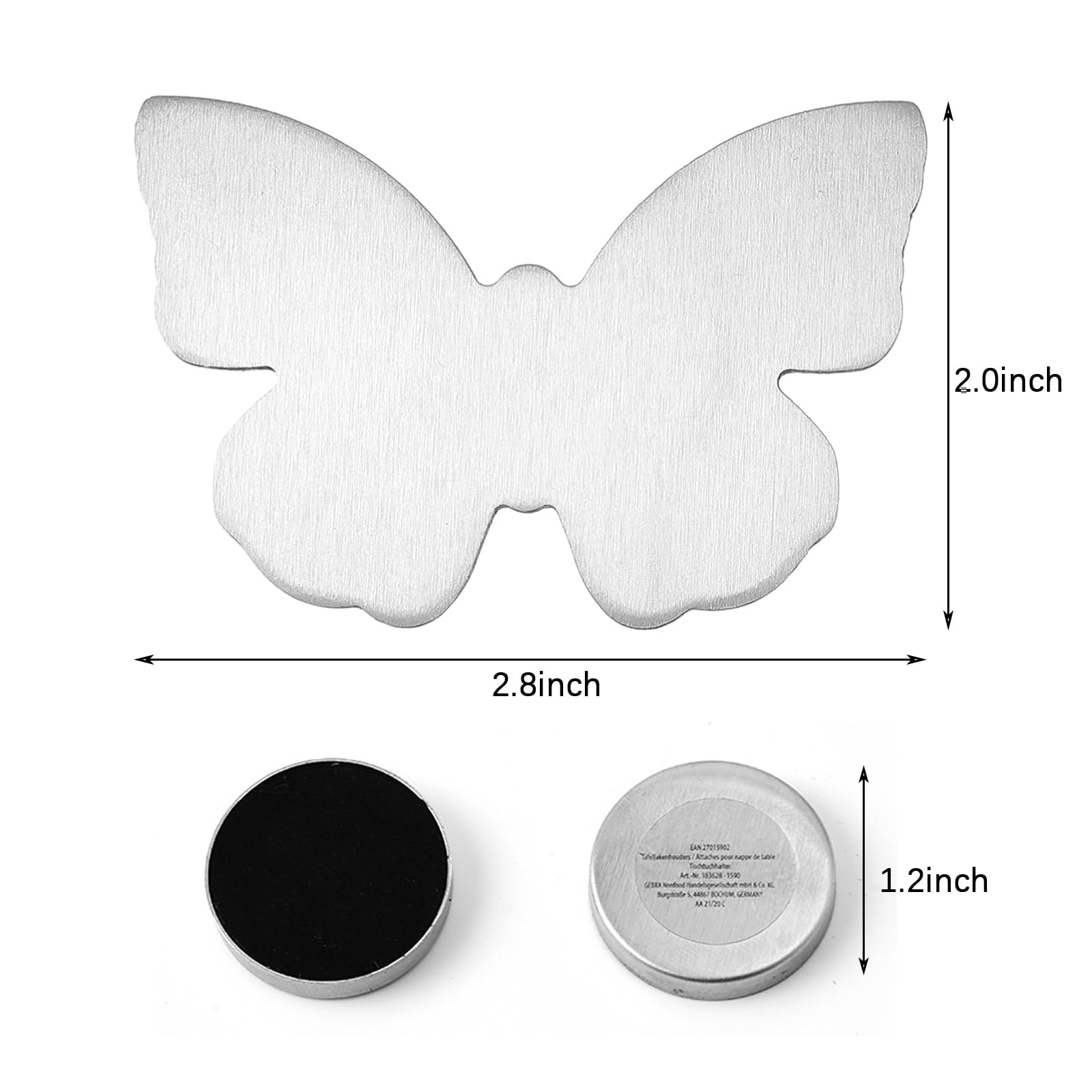 10 Pesi Per Tovaglia Magnetici A Forma Di Farfalla – Acciaio Inox, 60g Cad. Per Uso Interno/Esterno