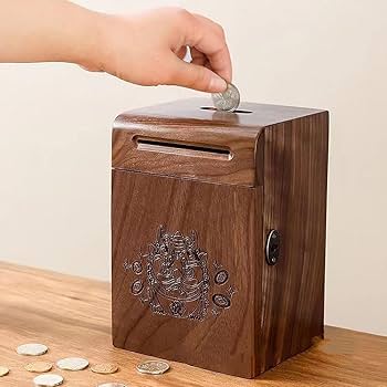 Amazon.co.jp: BOTTLES 貯金箱 鍵付き ミニ金庫 木製 賽銭箱