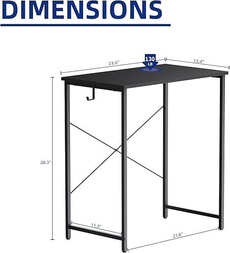 Miniatura 9 de Pamray Escritorio de computadora de 47 pulgadas para espacios pequeños con bolsa de almacenamiento, escritorio de trabajo de oficina en casa con