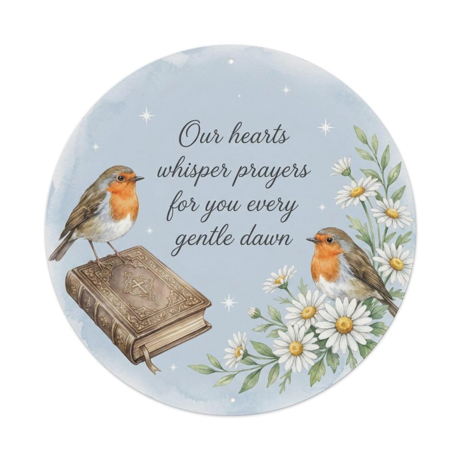 European Robin Whisper Prayers Dawn Quote Metal Tin Sign
