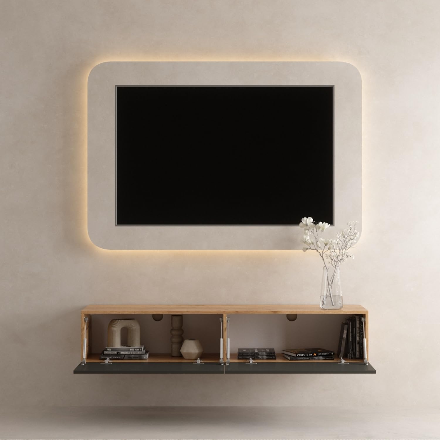 Stand TV West 160 cm Anthracite Gold Oak - Dettaglio