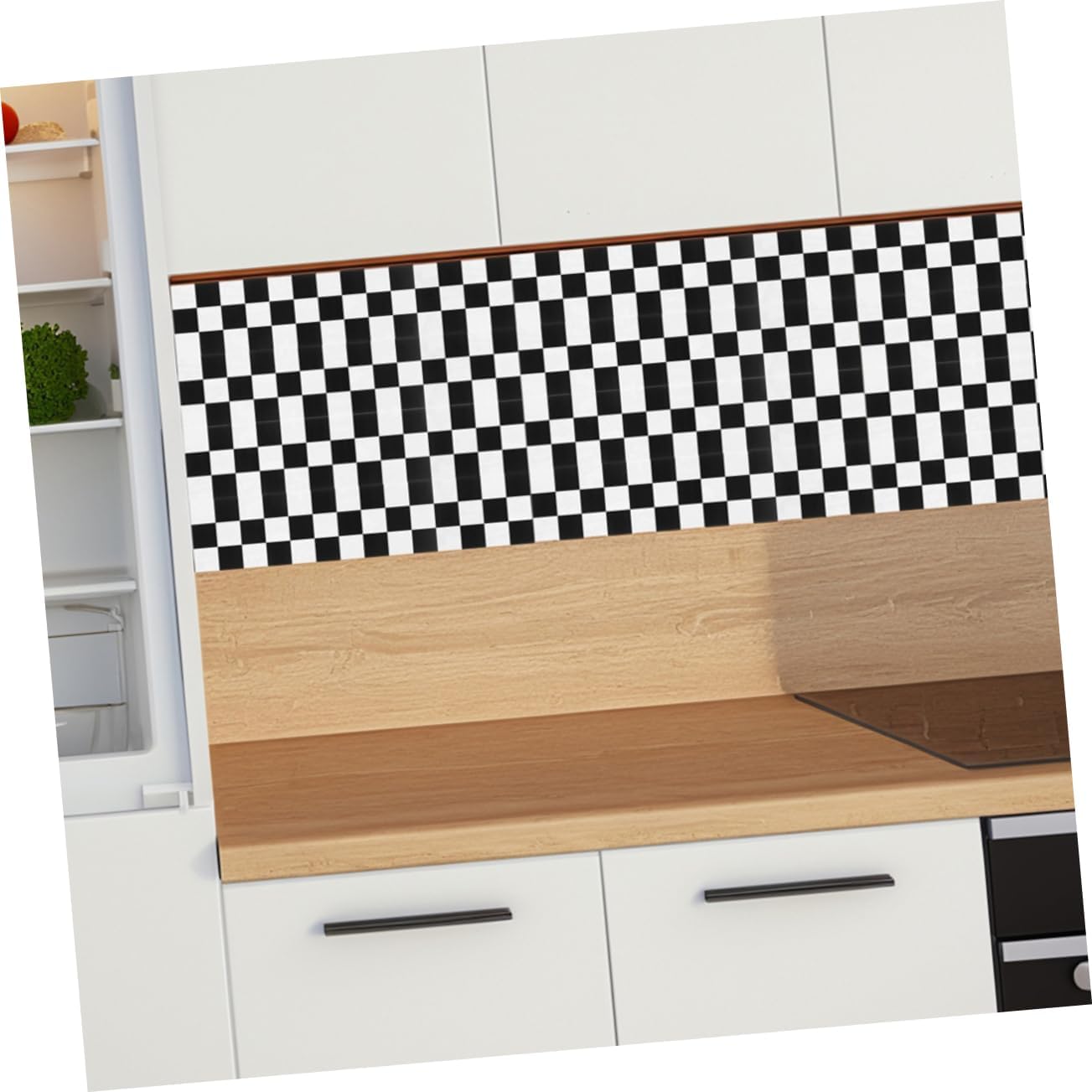 2 Rolls Checkered Peel and Stick Wallpaper Border Black White Checkered Wallpaper Self Adhesive Removable Wallpaper for Bedroom Bathroom Home Decor
