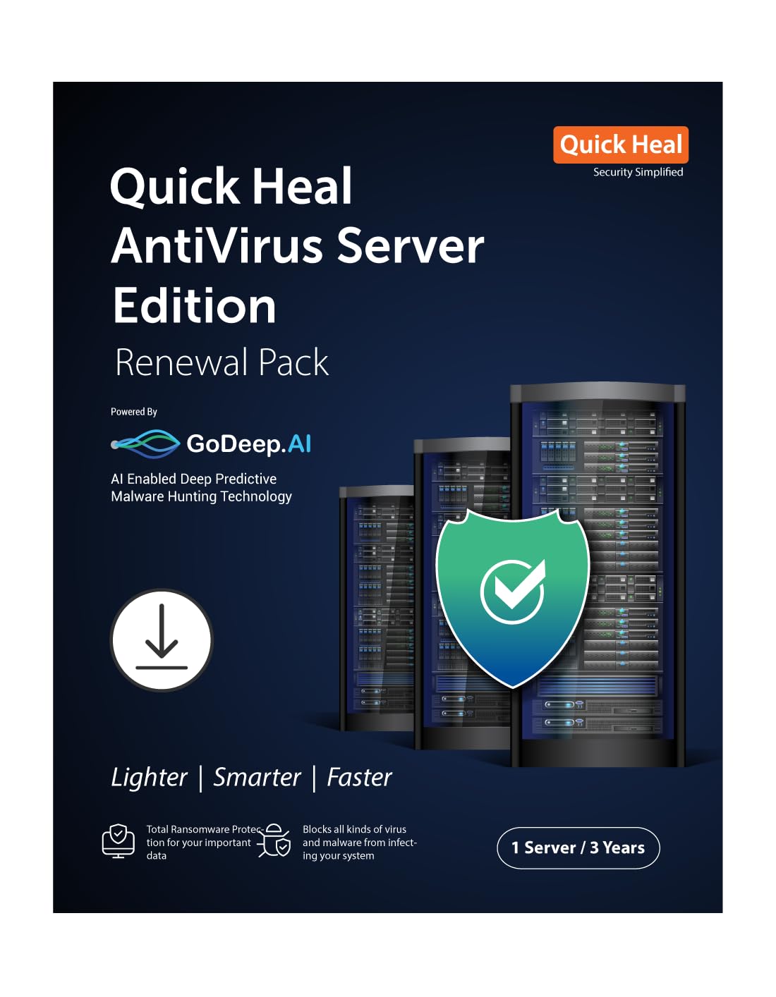 Quick Heal Antivirus Server- Renewal Pack – 1 User, 3 Year (Existing Quick Heal Single User SERVER Subscription needed (Email Delivery in 1 Hour -…