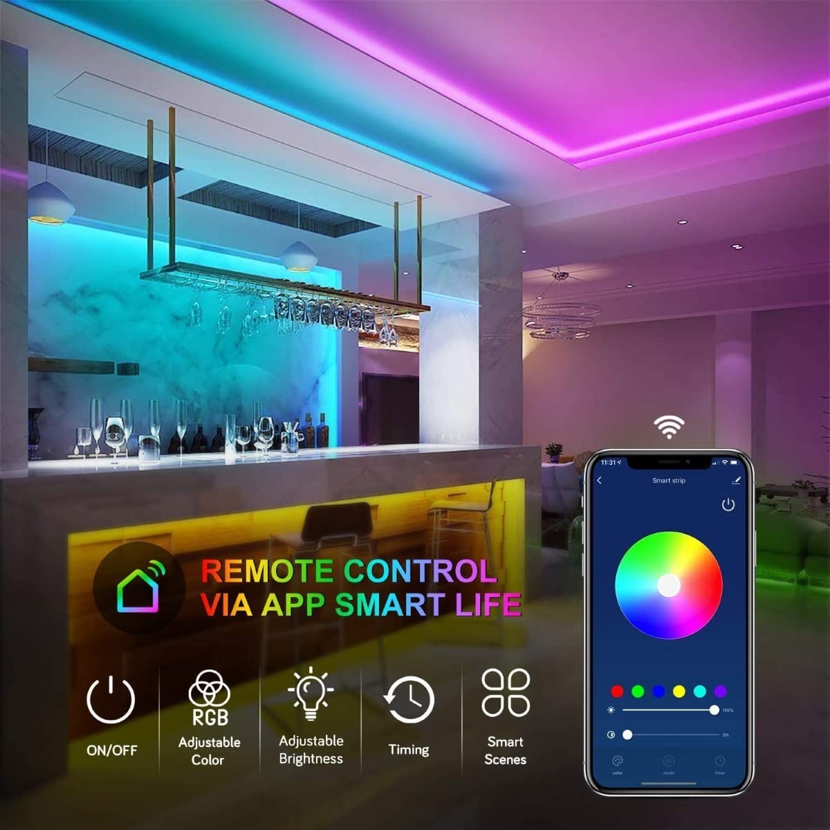 Kit de Tiras LED Inteligentes + Funciones Musicales - R5149 - WOOX