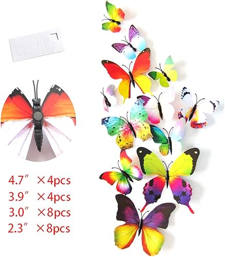 Miniatura 2 de Somotersea 24 calcomanías de pared de mariposa 3D extraíbles para refrigerador, calcomanías decorativas para decoración de habitación de niños,
