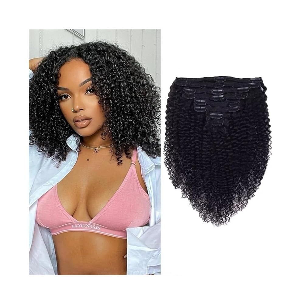 Miękkie Afro kręcone klipsy do przedłużania włosów dla ludzkich włosów, 8 szt. 120 g/zestaw dla brazylijskich Remy dla czarnych kobiet długie (26 cali)