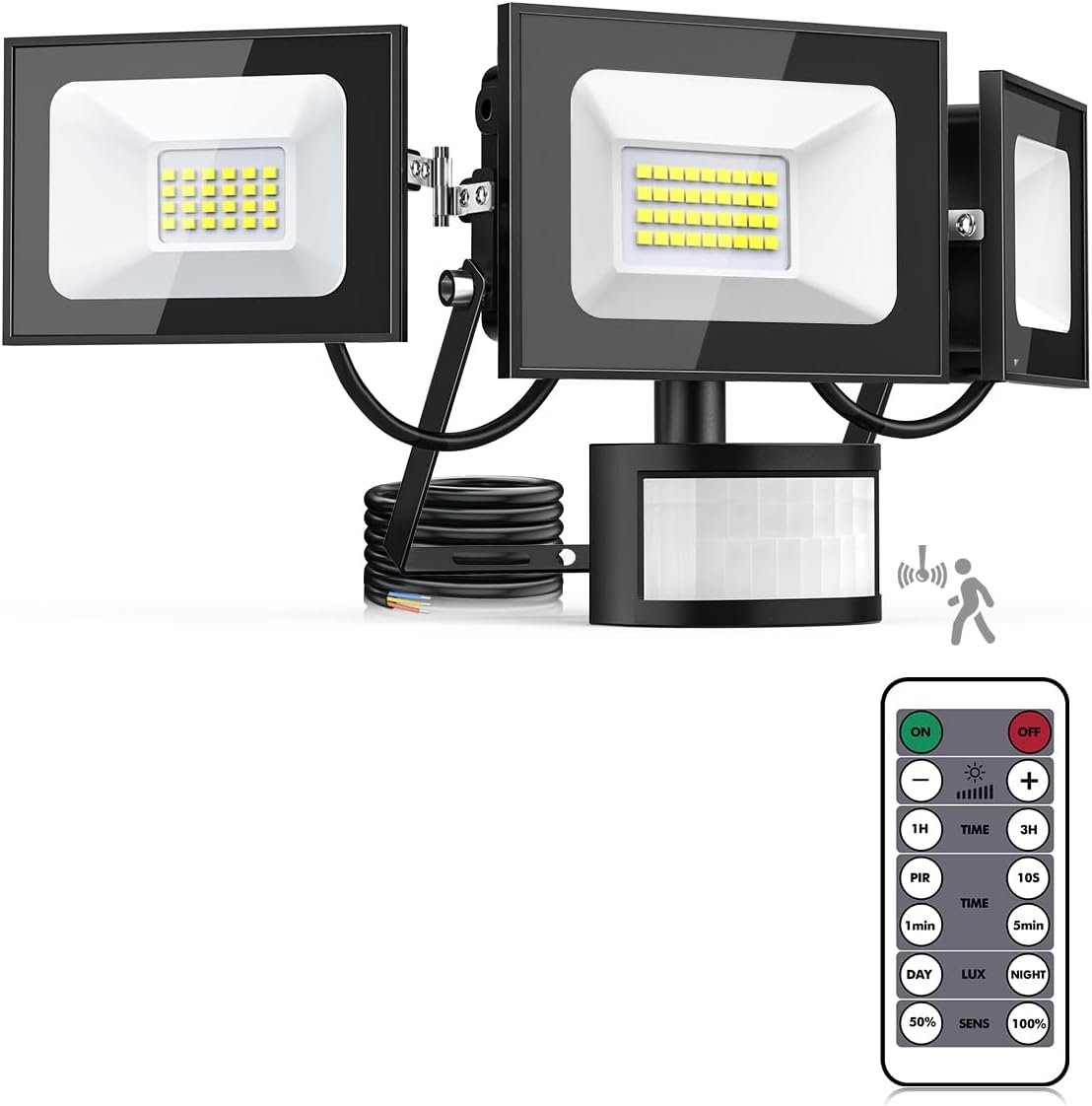 Security Lights Outdoor Motion Sensor, 100W 10000LM PIR Security Light with Remote Control, 6500K Daylight LED Motion Sensor Light Outdoor, IP66 Waterproof PIR Floodlight for Garden/Backyard