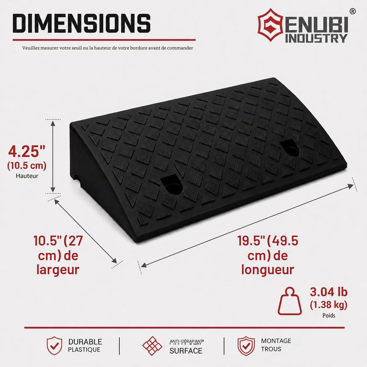 Freiner Rampe,Portable Poids Léger Lourd Devoir Plastique Seuil Rampe pour l'allée,Quai de Chargement, Trottoir, Voiture, Scooter, Vélo, Moto