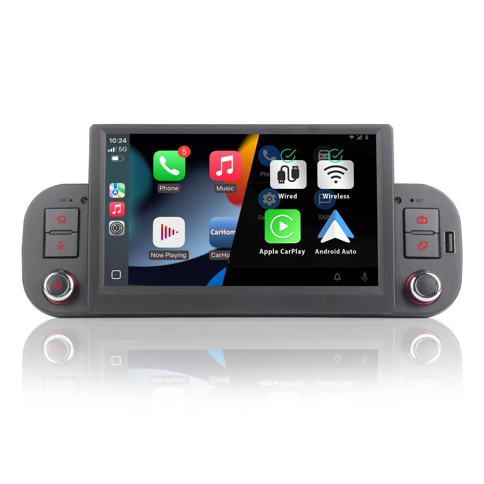 Autoradio per FIAT Panda 2013-2020 con schermo touchscreen USB Bluetooth FM/AM Linux Sistema doppio din stereo auto con Carplay wireless/Android Auto