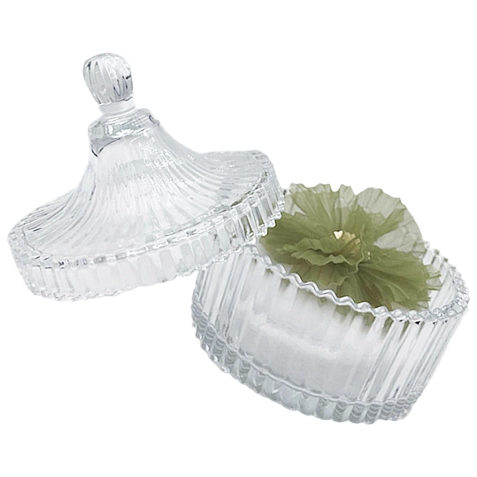 Jazuaiao Gentle Gentle Powder Breath and Clear Glass Container with Blossomy Accent for Cosmetic Organization Lidded Visible Planner