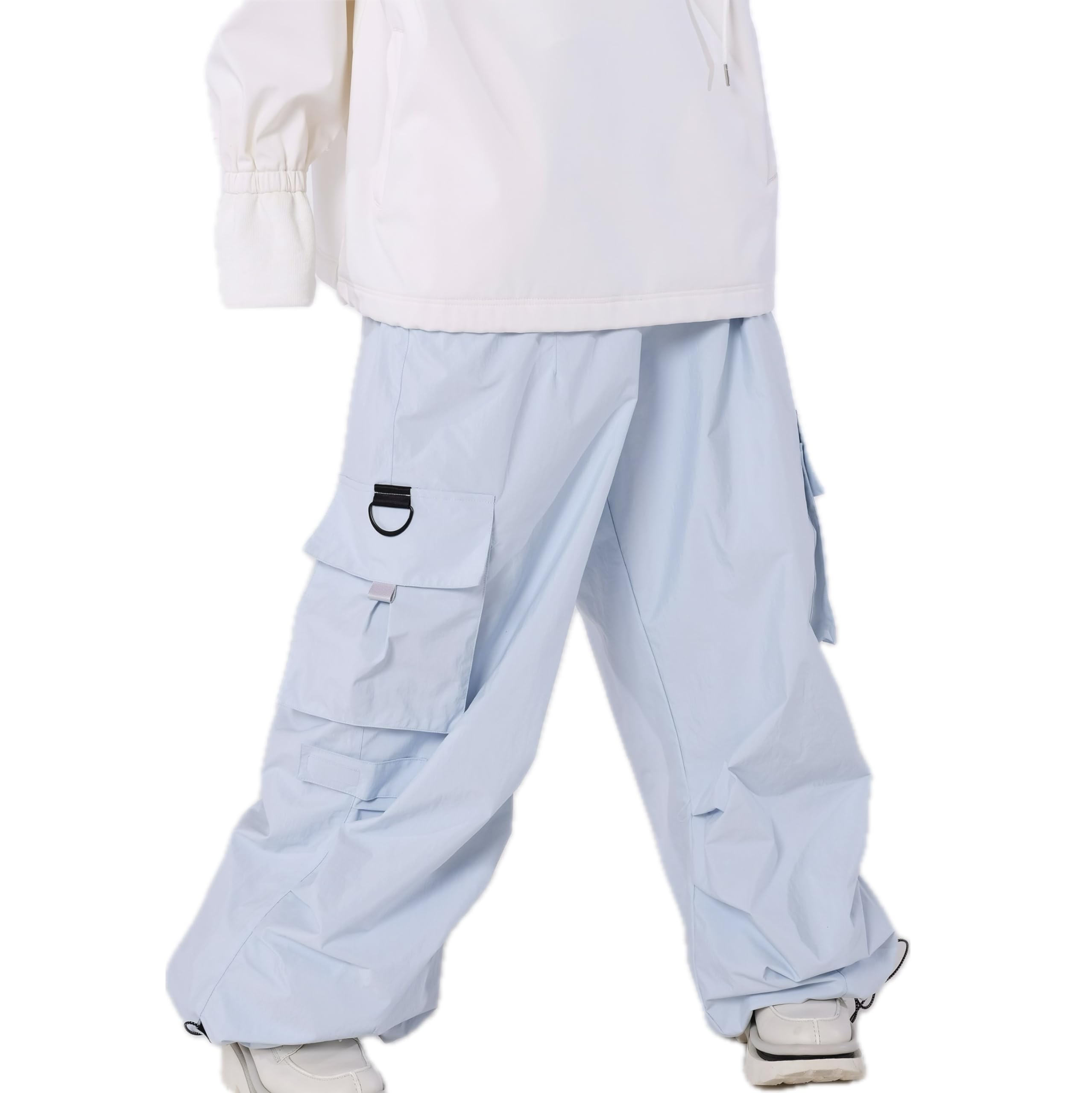 RenChill Winter SKi Pants Black White Baggy Hip-hop Men and Women Loose Single Board Double Board Wear-resistant Snow Pants