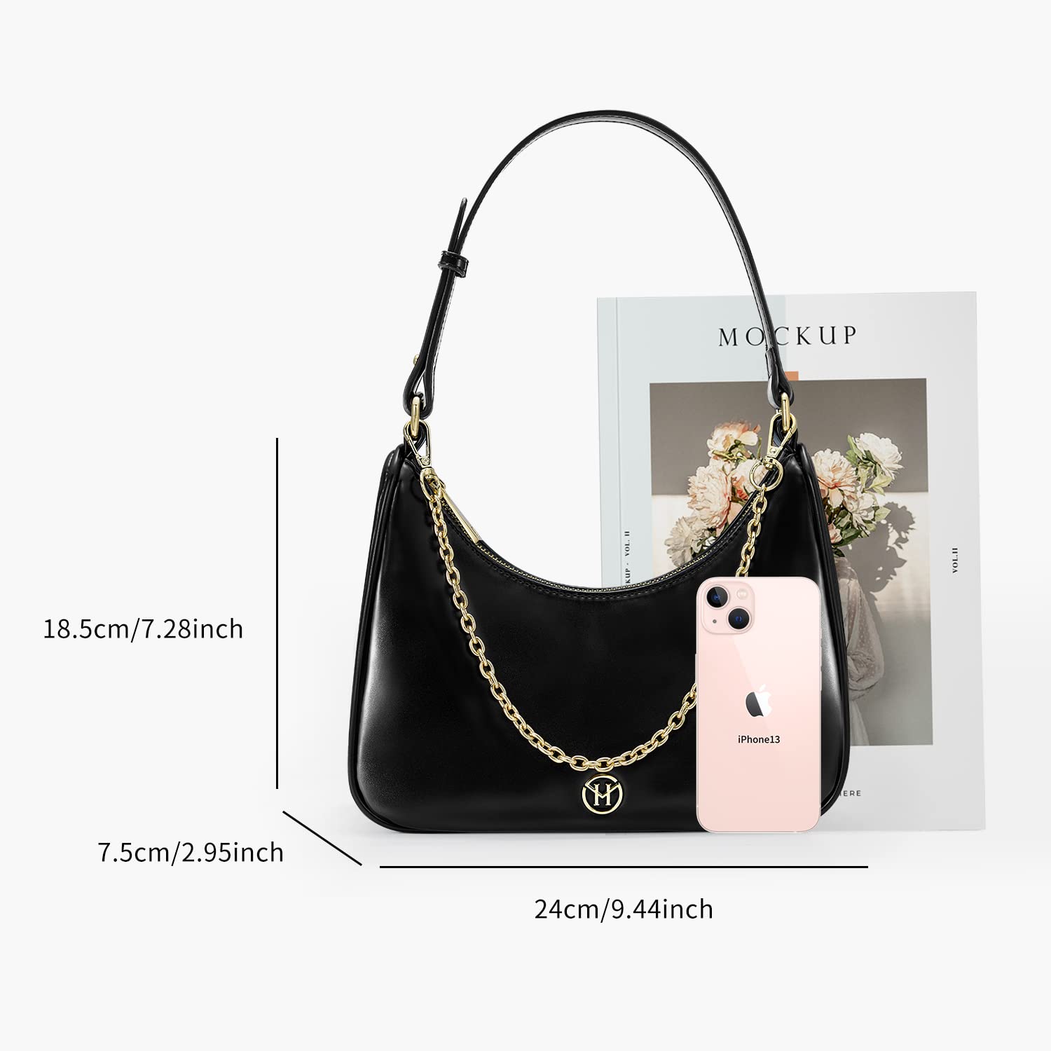 VICTORIA HYDE Unterarmtasche Damen Kleine Schultertasche Schwarz Handtasche Crossbody Leder Shoulder Bag