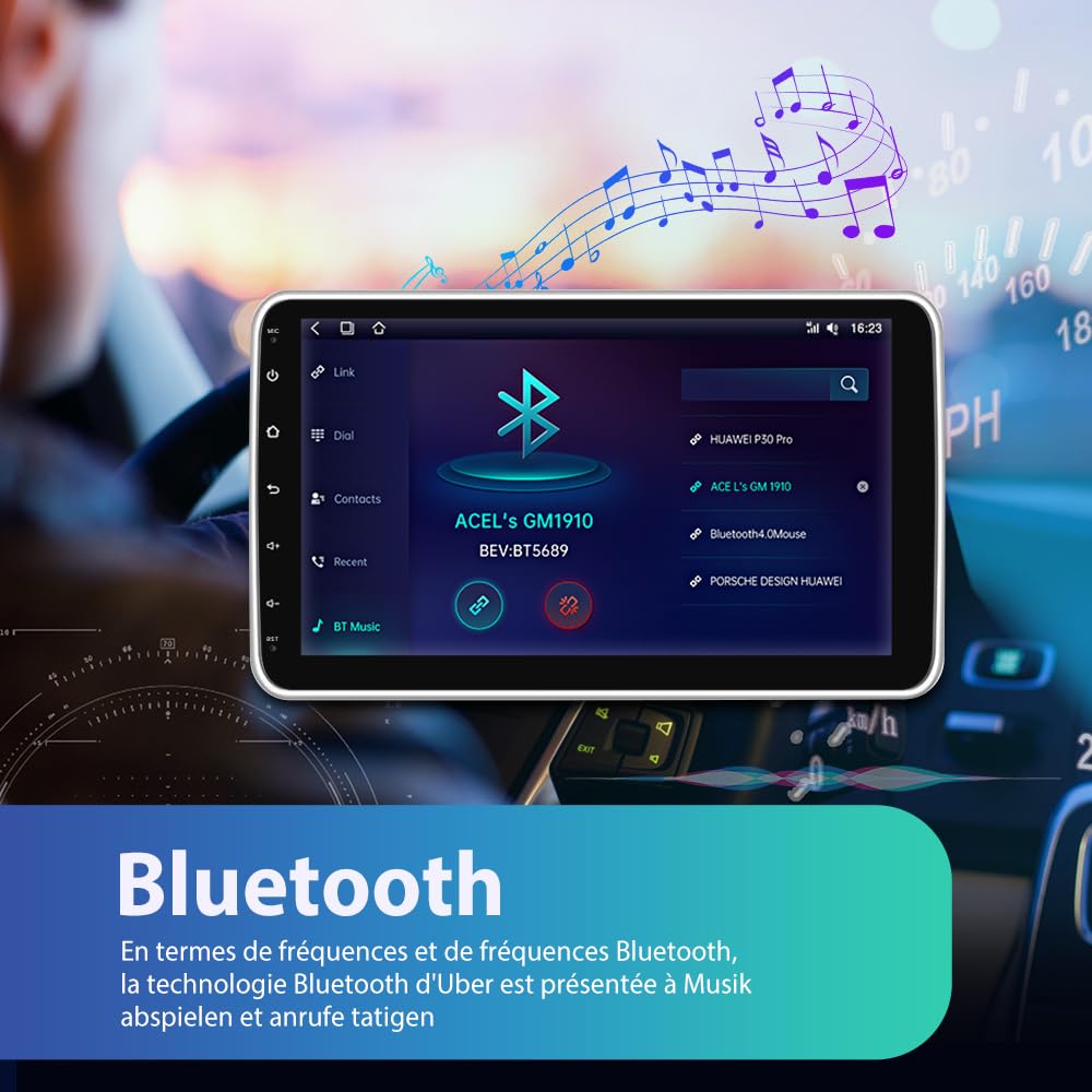 Autoradio Android 13 Universel 1 Din | 2Go + 64Go| Écran Tactile HD 10 Pouces | CarPlay & Android Auto Intégrés | Caméra de Recul | GPS, WiFi 5G, Bluetooth 5.0, FM RDS, Commandes au Volant