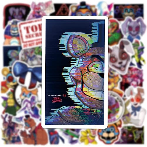 Miniatura 6 de 50 calcomanías geniales de juegos para niños, calcomanías FNAF de juegos de dibujos animados para vinilo impermeable, laptop, botella de agua,