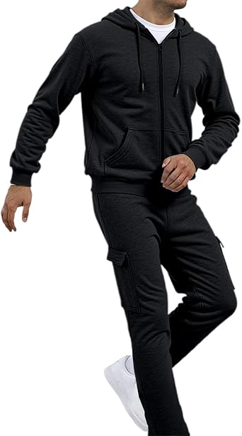 Mens Sweatsuits 2 Piece Set Hoodie Crewneck Pullover Zip up 3 Style Workout Casual Athletic Tracksuits Jogging Suit