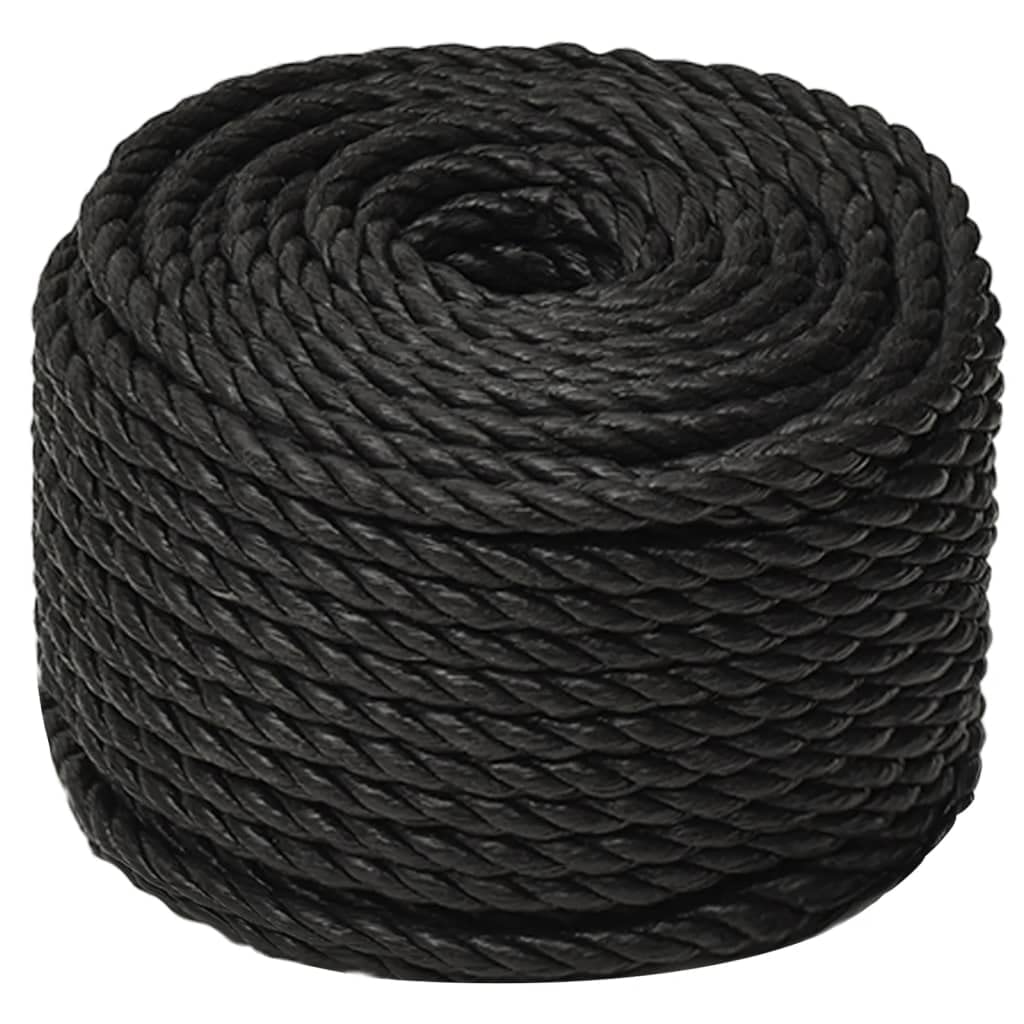 Arbeitsseil Schwarz 16 mm 100 m Polypropylen Seil für Garten Werkstatt und Boot Belastbarkeit 1380 kg Gedrehtes Allzweckseil Kunstfaserseil Bootsseil Seilrolle PP-Seil