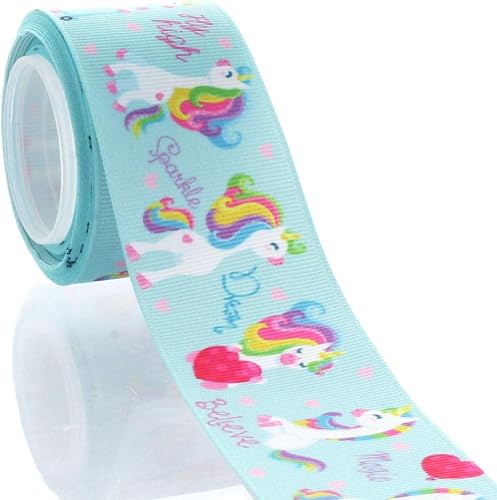 Cinta de grogrén Fun Unicornio de 1.5" 5yd 5yds Cinta de grogrén Fun Unicornio de 1.5" 5yd 5yds