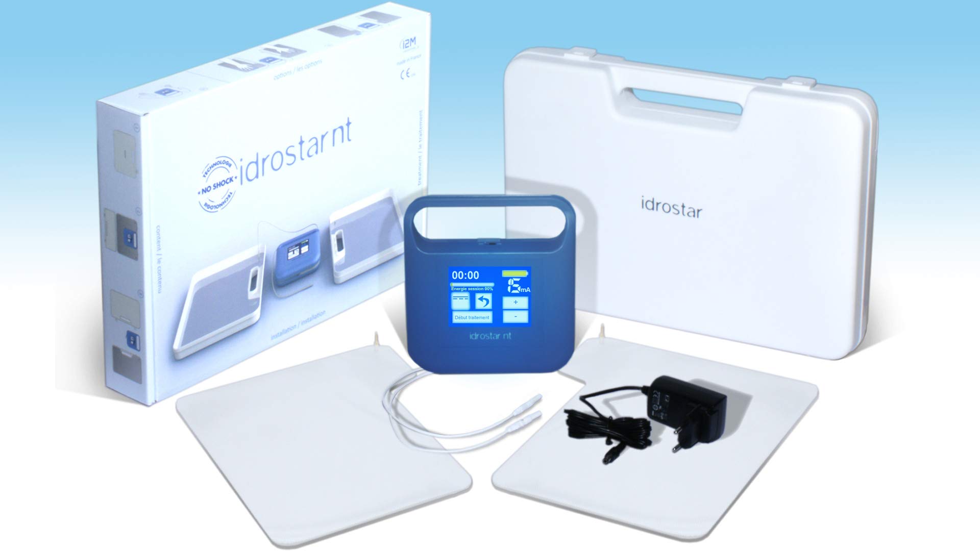 IDROSTAR NT - ionophorèse - Efficace Contre la Transpiration des Mains et des Pieds (Aisselles en option) - Traitement Contre la Transpiration Excessive (Hyperhidrose) - Technologie NO SHOCK !