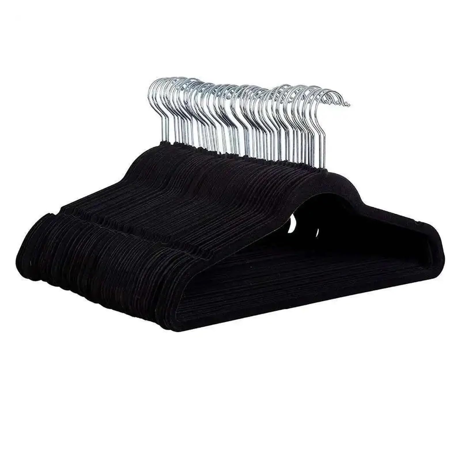 Samt Kleiderbügel 10 Stück rutschfeste Samt-Kleiderbügel – Anzug-Kleiderbügel, 360-Grad-Drehhaken, starker Kleiderbügel(Black 44cm)