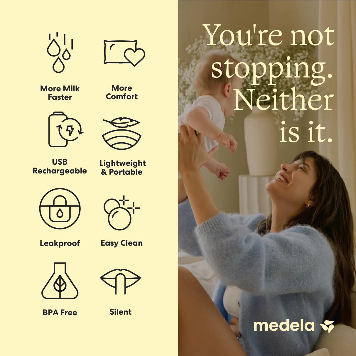 New Medela Pump in Style Pro+ - Extractor de leche manos libres, recargable, portátil, de grado hospitalario