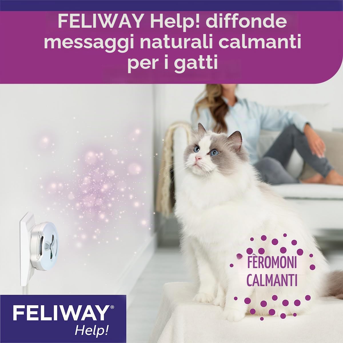 FELIWAY Help! XXX 7 Giorni - 3 Cartucce per Diffusore di Ferormoni Apaisanti per Gatti (XXX 340 MG) - Aiuta a Calmare il Tuo Gatto Quotidianamente o Durante Eventi Stressanti Occasionali
