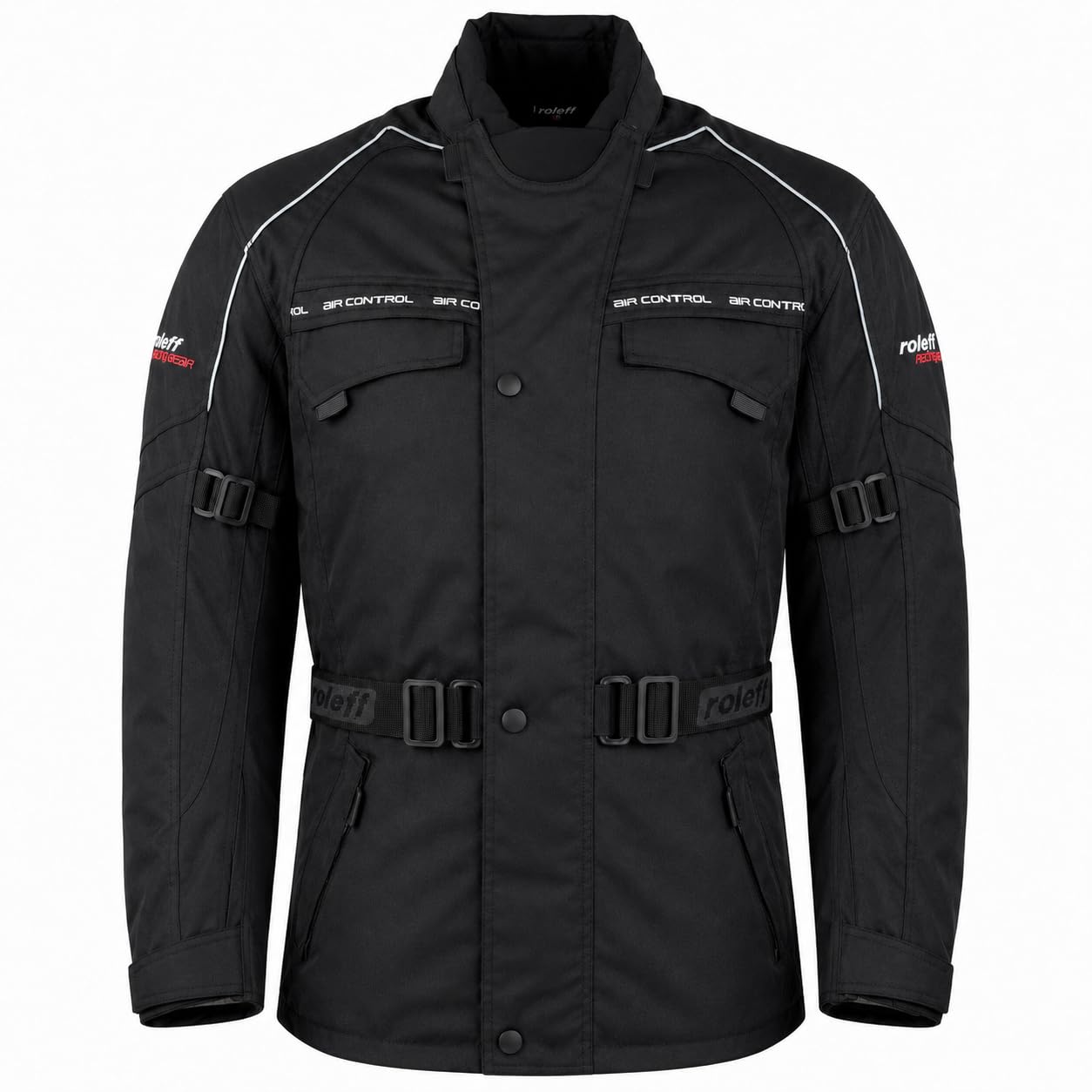 ROLEFF RO700 Motorradjacke mit Protektoren, Thermofutter, Klimamembrane & Belüftungssystem für Sommer und Winter, schwarz